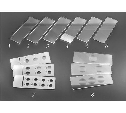 Стекло предметное СП-7103, 76*26±1 мм, толщ. 1,0±0,1 мм, с лункой и шлифованными краями