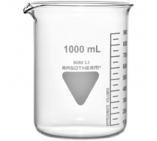 Стакан RASOTHERM 800 мл, низкий, с градуировкой, с носиком, стекло (Артикул 93206014) Стакан RASOTHERM 800 мл, низкий, с градуировкой, с носиком, стекло (Артикул 93206014)